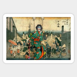 rocky goes to japan Ukiyo-e Sticker